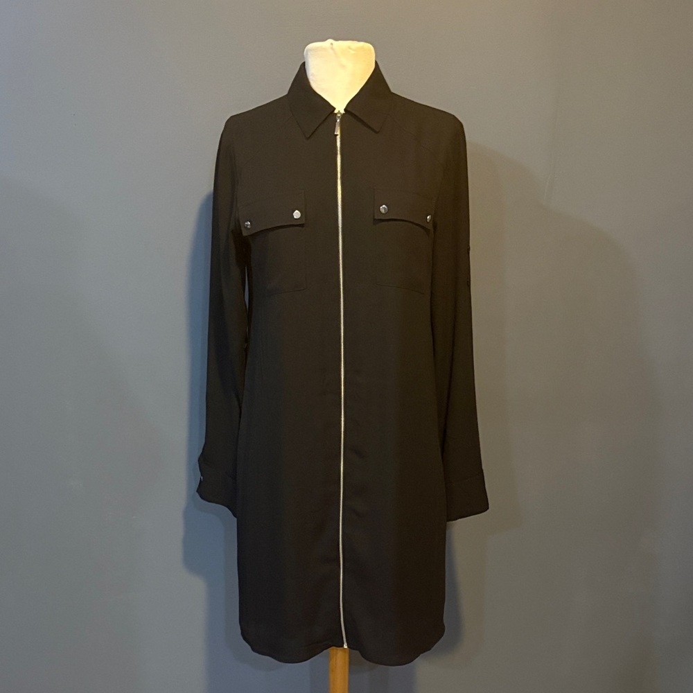 Women's Express Black Zip-Up Shirt Midi Dress. Small